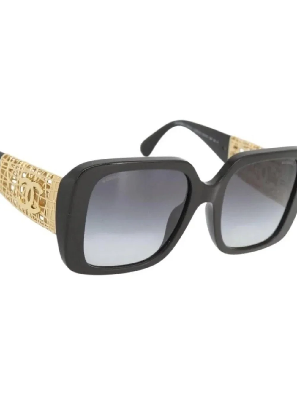 CHANEL Sunglasses plastic Black CC Auth am11652SM